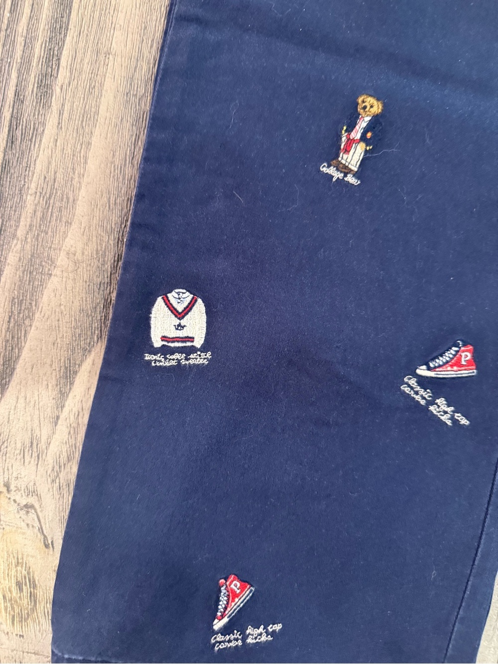 Polo Ralph Lauren 36x32 Navy all over print Embroidered Polo Chino pants - Picture 2 of 7